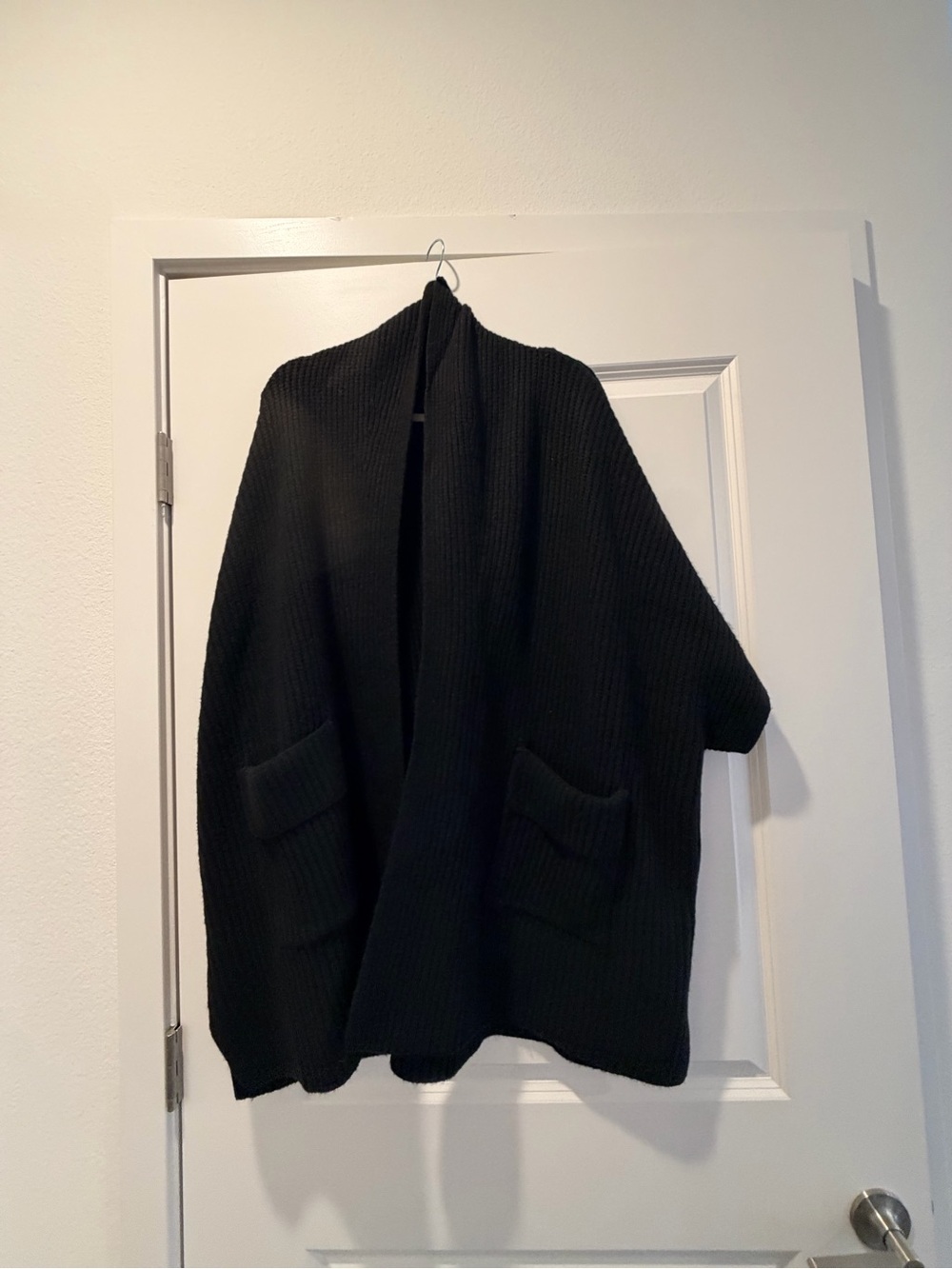 aerie Black Knit Open-Front Cape Cardigan